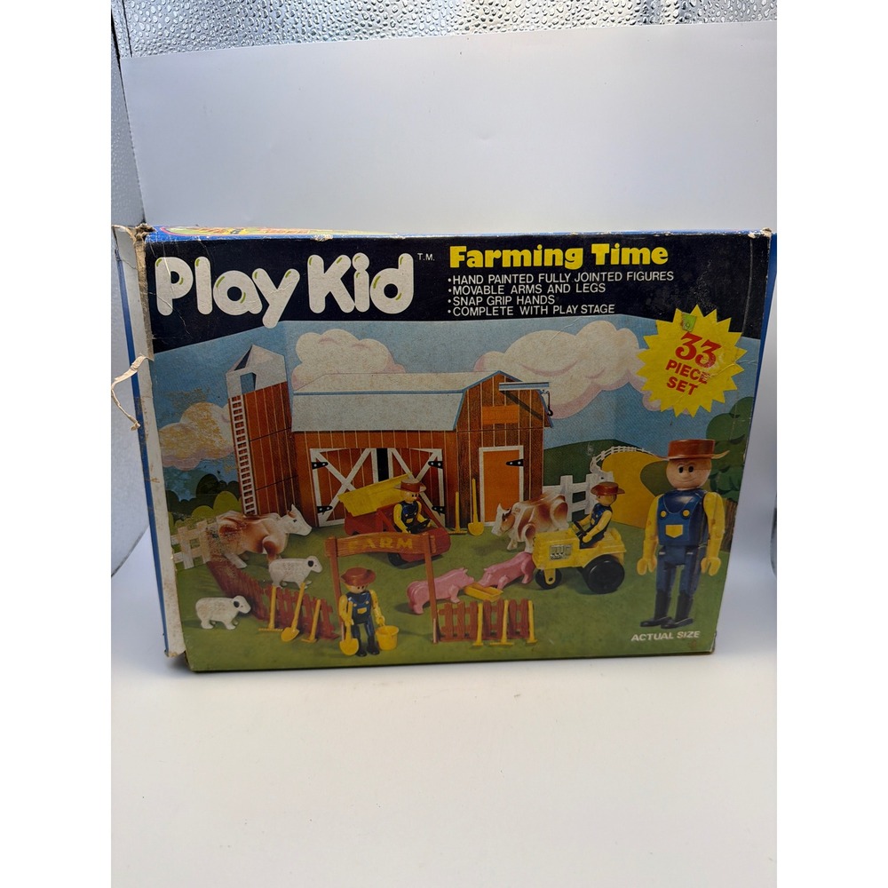 Vintage 1978 Play Kid Farming Time 33 Piece Set Arco Farm Toys Playset Boxed